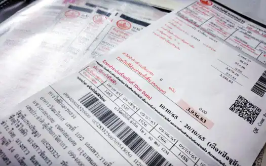 Utility bill document showing payment details and barcode.
