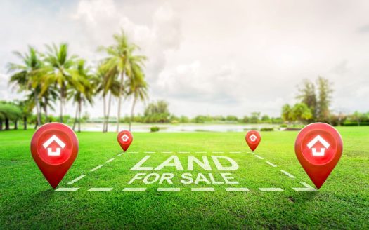 Green plot marked land for sale