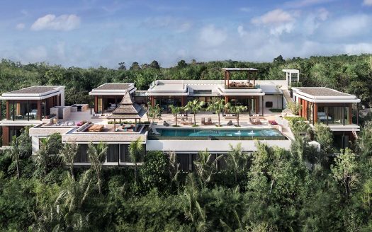 Luxury hillside villa with infinity pool in rainforest