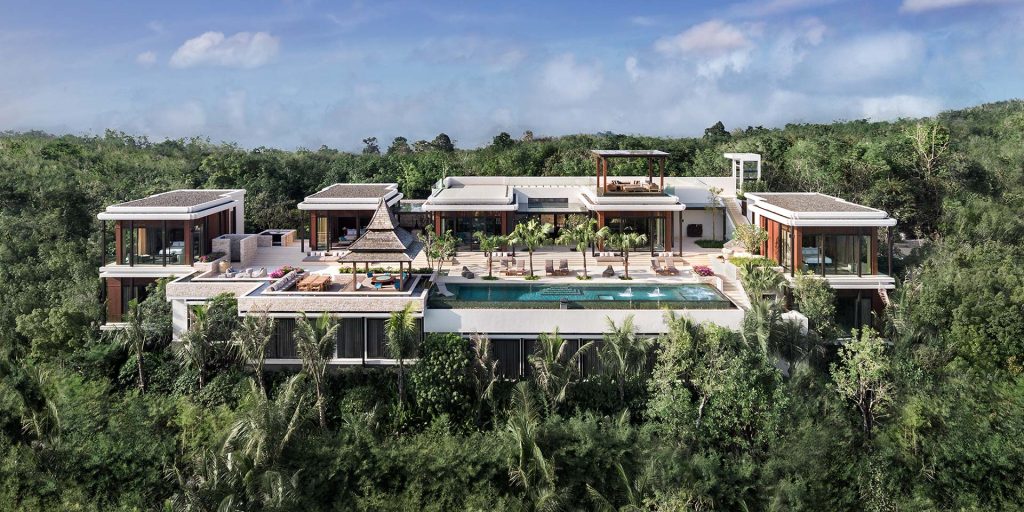 Luxury hillside villa with infinity pool in rainforest