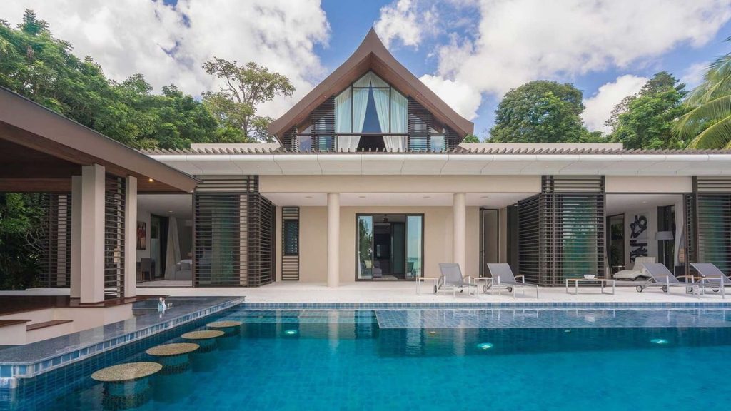 Modern luxury villa with swimming pool and terrace